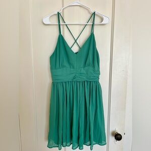BB Dakota Green Teal V-Neck Spaghetti Strap Dress